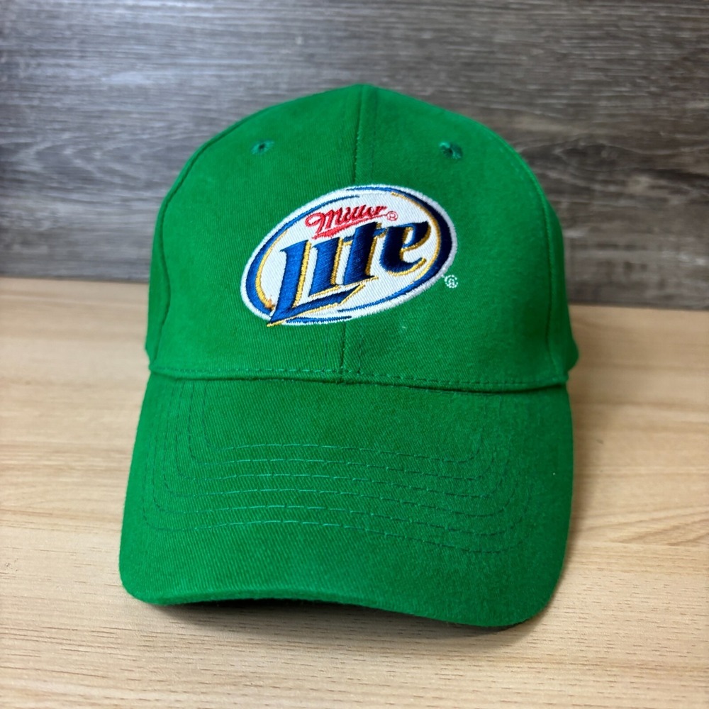 Miller Lite Hat Cap Strap Back Green Beer Vintage Logo Adjustable